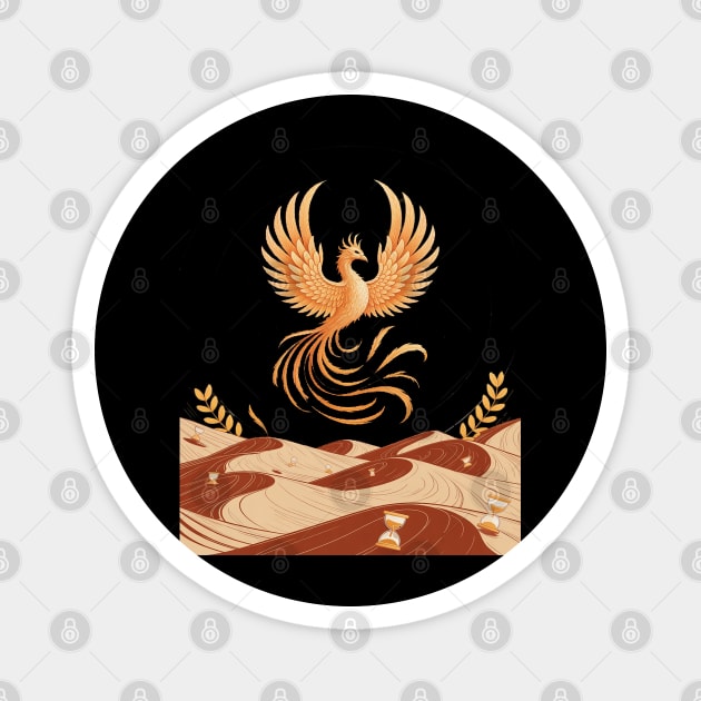 Origami Phoenix Spiral Hourglass Desert Magnet by Ink Lines